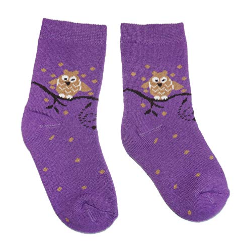 Weri Spezials Baby und Kinder Frottee Socken Thermo Socken Plüsch Socken für Jungen und Mädchen - mit verschiedenen Muster-und Farbvariationen. (19-22, Lila Eule) von Weri Spezials