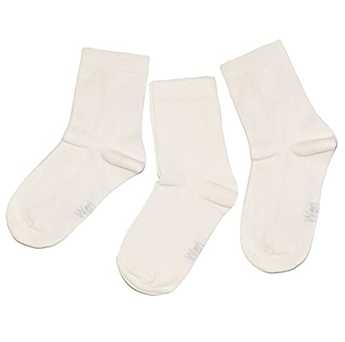 Weri Spezials Baby und Kinder Socken für Jungen Baumwolle in 3er Set Uni Glatte 3er Pack praktische und moderne Töne (31-34, Creme Uni 3er) von Weri Spezials