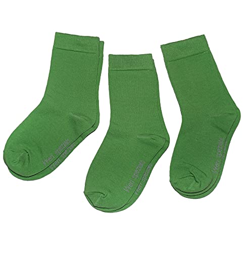 WERI SPEZIALS Baby und Kinder Socken für Mädchen Baumwolle in 3er Set Uni Glatte 3er Pack grüne Töne (23-26, Grasgrün Uni) von WERI SPEZIALS