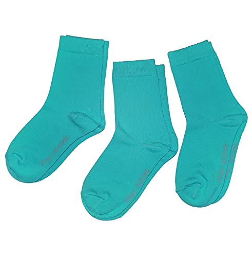 WERI SPEZIALS Baby und Kinder Socken für Mädchen Baumwolle in 3er Set Uni Glatte 3er Pack grüne Töne (31-34, Blaugrün Uni) von WERI SPEZIALS