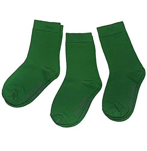 WERI SPEZIALS Baby und Kinder Socken für Mädchen Baumwolle in 3er Set Uni Glatte 3er Pack grüne Töne (35-38, Klubgrün Uni) von WERI SPEZIALS