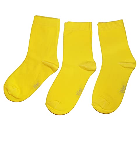 WERI SPEZIALS Baby und Kinder Socken für Mädchen Baumwolle in 3er Set Uni Glatte 3er Pack klassische Töne (23-26, Gelb Uni 3er) von WERI SPEZIALS