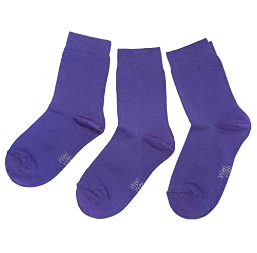 WERI SPEZIALS Baby und Kinder Socken für Mädchen Baumwolle in 3er Set Uni Glatte 3er Pack lila Töne (27-30, Violett Uni) von WERI SPEZIALS