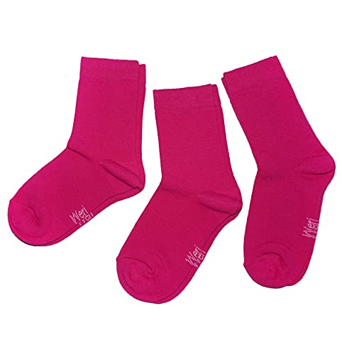 WERI SPEZIALS Baby und Kinder Socken für Mädchen Baumwolle in 3er Set Uni Glatte 3er Pack rosa Töne (31-34, Pink Uni 3er) von WERI SPEZIALS