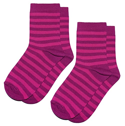 Weri Spezials Baby und Kinder Socken für Mädchen Baumwolle in Doppelpack 2er Set Farbige Ringel Design (27-30, Pink+Rosa Ringel 2er) von Weri Spezials