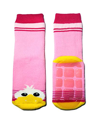 Weri Spezials Antirutsch ABS Socken Baby und Kinder Stoppersocken ABS Socken Baumwolle Enten Motiv für Jungen und Mädchen in mehreren tollen Farben Antirutsch Sohle (19-22, Rosa/Dunkelrosa) von Weri Spezials