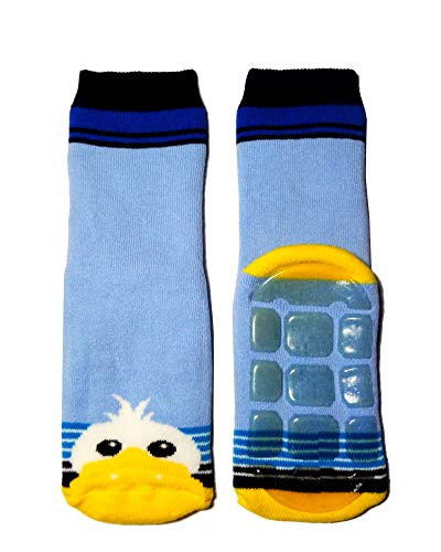 Weri Spezials Baby und Kinder Stoppersocken ABS Socken Enten Motiv für Jungen und Mädchen - in mehreren tollen Farben, Voll-ABS Antirutschsohle Anti-Rutsch aus Baumwolle (31-34, Hellblau/Marine) von Weri Spezials