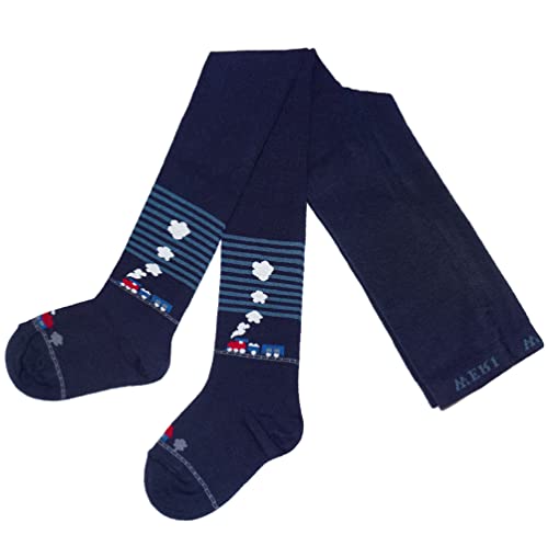 Weri Spezials Baby und Kinder Strumpfhose für Jungen mit Eisenbahn Muster In verschiedenen Farb und Mustervariationen (as3, numeric, numeric_86, numeric_92, regular, Marine Eisenbahn, 86-92) von Weri Spezials