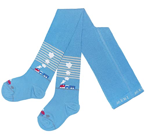 Weri Spezials Baby und Kinder Strumpfhose für Jungen mit Eisenbahn Muster In verschiedenen Farb und Mustervariationen (as3, numeric, numeric_86, numeric_92, regular, Mittelblau Eisenbahn, 86-92) von Weri Spezials