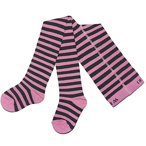 Weri Spezials Baby und Kinder Strumpfhose für Mädchen mit Ringel in verschiedenen Design- und Farbvariationen. (110-116, Rosa+Anthrazit) von Weri Spezials