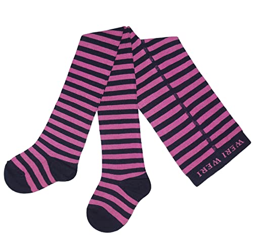 Weri Spezials Baby und Kinder Strumpfhose für Mädchen mit Ringel in verschiedenen Design- und Farbvariationen. (122-128, Marine+Pink) von Weri Spezials