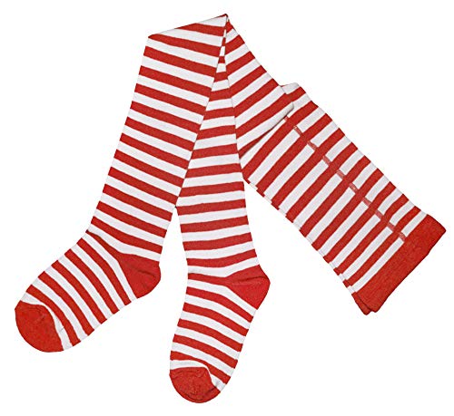 Weri Spezials Baby und Kinder Strumpfhose für Mädchen mit Ringel in verschiedenen Design- und Farbvariationen. (134-146, Weiß-Rot) von Weri Spezials