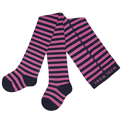 Weri Spezials Baby und Kinder Strumpfhose für Mädchen mit Ringel in verschiedenen Design- und Farbvariationen. (86-92, Marine+Pink) von Weri Spezials