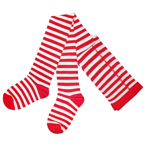 Weri Spezials Baby und Kinder Strumpfhose für Mädchen mit Ringel in verschiedenen Design- und Farbvariationen. (92-98, Weiß-Rot) von Weri Spezials