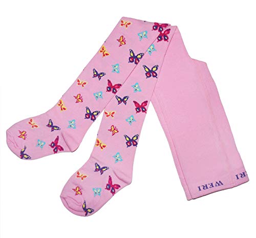 Weri Spezials Baby und Kinder Strumpfhose für Mädchen mit verschiedenen Schmetterling Designs (98-104, Dunkelrosa Farbig) von Weri Spezials