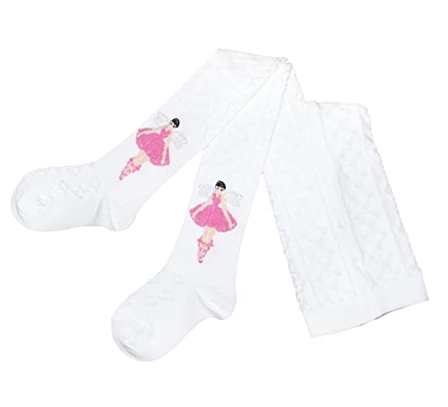 Weri Spezials Baby und Kinder Strumpfhosen Baumwolle für Mädchen mit dem festlichen Filet Muster (110-116, Weiß Filet Fee Silber) von Weri Spezials
