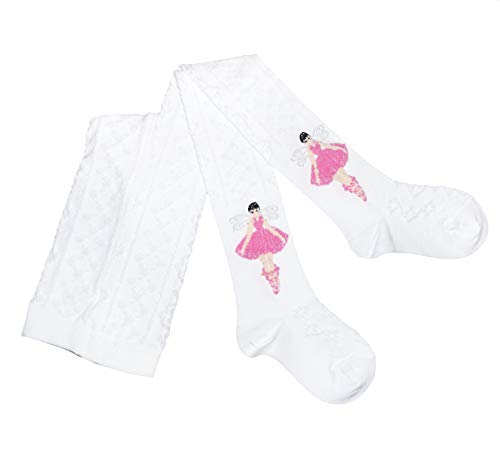 Weri Spezials Baby und Kinder Strumpfhosen Baumwolle für Mädchen mit dem festlichen Filet Muster (134-146, Weiß Filet Fee Silber) von Weri Spezials