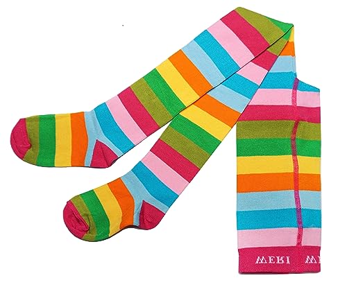 Weri Spezials Baby und Kinder Strumpfhosen für Mädchen Baumwolle Blockringel in verschiedenen Farbvariationen (98-104, Regenbogen) von Weri Spezials