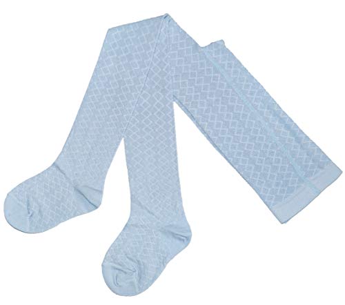 Weri Spezials Baby und Kinder Strumpfhosen für Mädchen Baumwolle mit dem feinen Filet Muster (122-128, Hellblau Filet Zick-Zack) von Weri Spezials