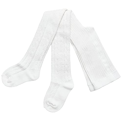 Weri Spezials Baby und Kinder Strumpfhosen rustikal gestrickt Zick Zack Zopf Muster Boho Style in Größe 86 bis 116 (98-104, Weiß) von Weri Spezials