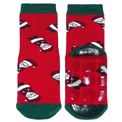 Weri Spezials Baby und Kinder Voll-ABS Frotee Anti-Rutsch Socken für Jungen und Mädchen - Frohe Weihnachten ! In verschiedenen Muster- und Farbvariationen. (18-19, Rot Weihnacht) von Weri Spezials