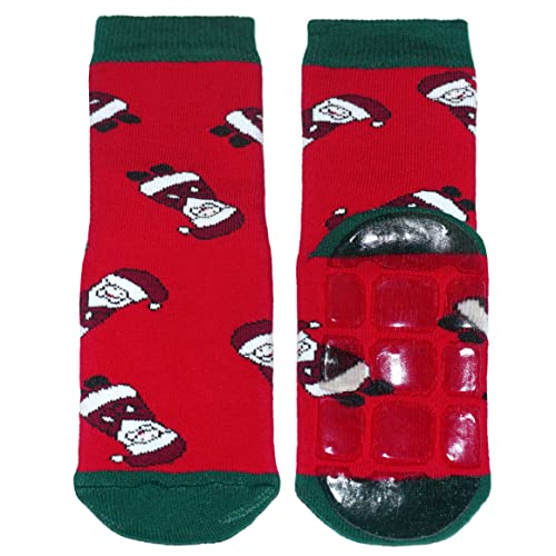 WERI SPEZIALS Baby und Kinder Voll-ABS Frottee Anti-Rutsch Socken für Jungen und Mädchen - Frohe Weihnachtsmotiven (31-34, Rot Weihnachten) von WERI SPEZIALS