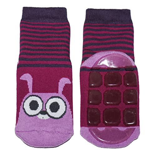 Weri Spezials Baby und Kinder Voll-ABS Voll-Frotee Anti-Rutsch Socken für Jungen - Hasen sind so nett! In verschiedenen Muster- und Farbvariationen.. (31-34, Beere Hase) von Weri Spezials
