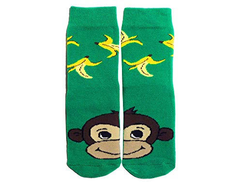 Weri Spezials Baby und Kinder Voll-ABS Frotee Anti-Rutsch Socken für Jungen Safari Abenteuer (23-26, Grün Affe) von Weri Spezials