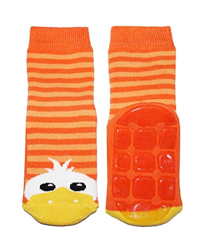 Weri Spezials Baby und Kinder Voll-ABS Voll-Frotee Anti-Rutsch Socken für Jungen und Mädchen mit Ente in verschiedenen Motive- und Farbvariationen. (19-22, Orange) von Weri Spezials