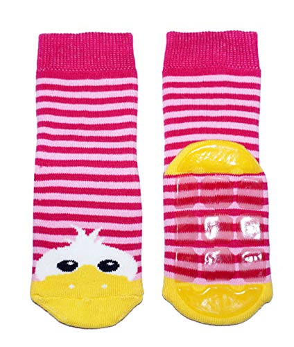 Weri Spezials Baby und Kinder Voll-ABS Voll-Frottee Anti-Rutsch Socken für Jungen und Mädchen mit Ente in verschiedenen Motive- und Farbvariationen. (19-22, Pink) von Weri Spezials