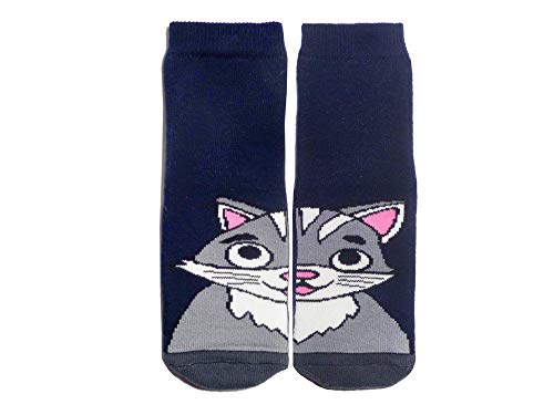 Weri Spezials Baby und Kinder Voll-ABS antirutsch Stoppersocken für Jungen Lustige Tiere in verschiedenen Muster (23-26, Marine Katze) von Weri Spezials