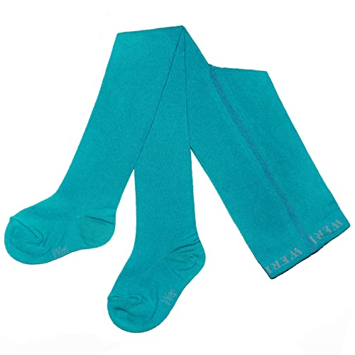Weri Spezials Baby- und Kinderstrumpfhose für Jungen und Mädchen Uni Glatt in verschiedenen modernen Farben (110-116, Hellpetrol) von Weri Spezials