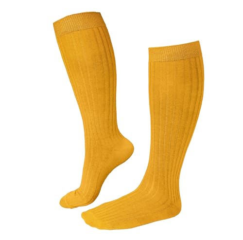 Weri Spezials Damen Rippe Kniestrümpfe aus Baumwolle Softbund Überknie Damenstrümpfe, Lang Damensocken (DE/NL/SE/PL, Numerisch, 35, 38, Regular, Regular, Curry) von Weri Spezials