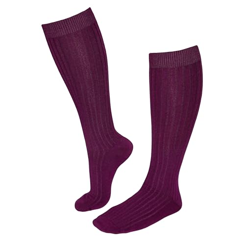 Weri Spezials Damen Rippe Kniestrümpfe aus Baumwolle Softbund Überknie Damenstrümpfe, Lang Damensocken (DE/NL/SE/PL, Numerisch, 35, 38, Regular, Regular, Traube) von Weri Spezials