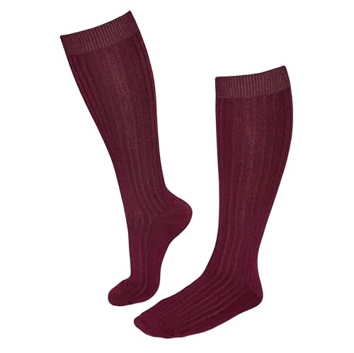 Weri Spezials Damen Rippe Kniestrümpfe aus Baumwolle Softbund Überknie Damenstrümpfe, Lang Damensocken (DE/NL/SE/PL, Numerisch, 39, 42, Regular, Regular, Amaranth) von Weri Spezials
