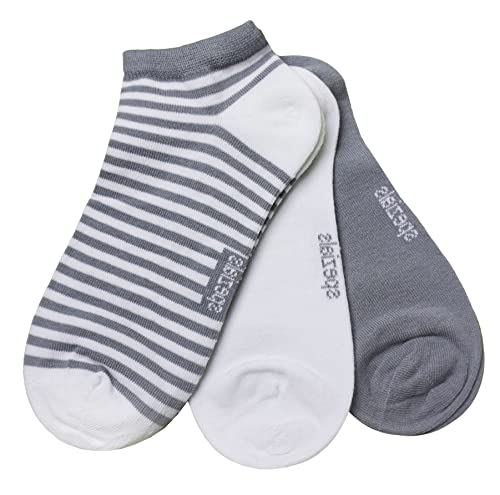 Weri Spezials Damen Sneaker Socken für Damen Baumwolle in 3er Pack Sets für Sport und Freizeit Ringel Muster (39-42, Grau+Weiß Sport 3er) von Weri Spezials