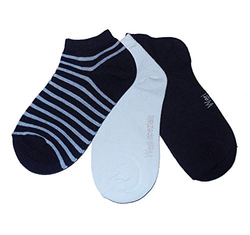 Weri Spezials Damen Sneaker Socken für Damen Baumwolle in 3er Pack Sets für Sport und Freizeit Ringel Muster (39-42, Marine+Hellblau.. Ringel 3er) von Weri Spezials