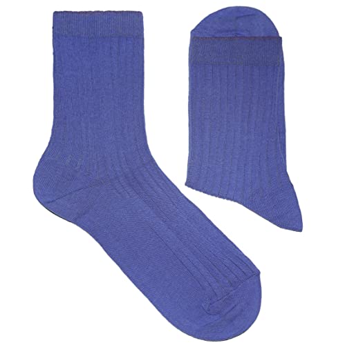 Weri Spezials Damen Socken Casual Rippe aus Baumwolle in mehreren Natur Farben (35-38, Hellviolett) von Weri Spezials