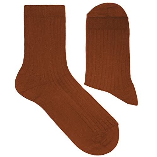 Weri Spezials Damen Socken Casual Rippe aus Baumwolle in mehreren Natur Farben (35-38, Ocker) von Weri Spezials