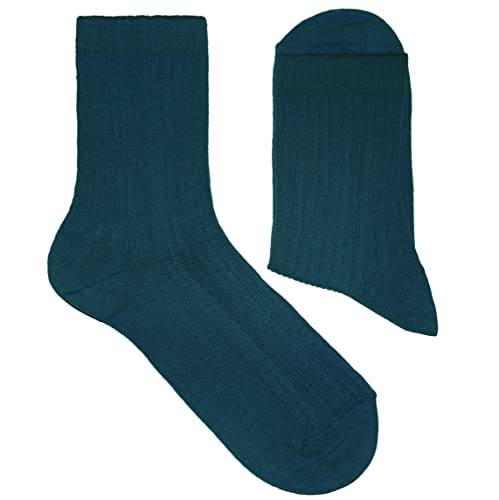 Weri Spezials Damen Socken Casual Rippe aus Baumwolle in mehreren Natur Farben (35-38, Petrol) von Weri Spezials