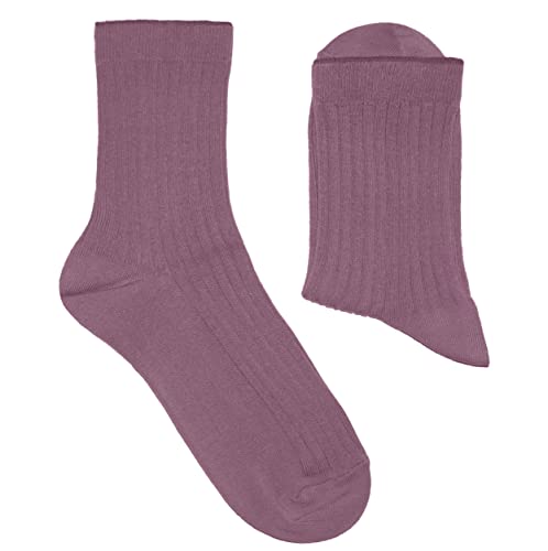 Weri Spezials Damen Socken Casual Rippe aus Baumwolle in mehreren Natur Farben (35-38, Veilchen) von Weri Spezials