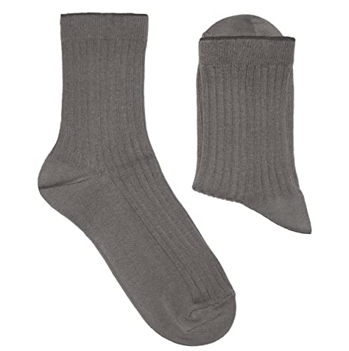 Weri Spezials Damen Socken Casual Rippe aus Baumwolle in mehreren Natur Farben (35-38, Zinn) von Weri Spezials