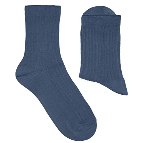 Weri Spezials Damen Socken Casual Rippe aus Baumwolle in mehreren Natur Farben (39-42, Blaugrau) von Weri Spezials