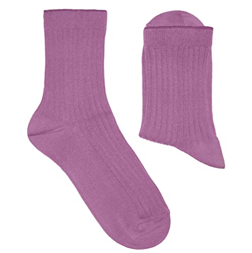 Weri Spezials Damen Socken Casual Rippe aus Baumwolle in mehreren Natur Farben (39-42, Orchidea) von Weri Spezials