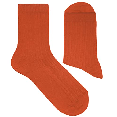 Weri Spezials Damen Socken Casual Rippe aus Baumwolle in mehreren Natur Farben (39-42, Papaya) von Weri Spezials