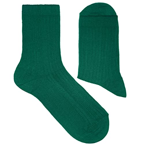 Weri Spezials Damen Socken Casual Rippe aus Baumwolle in mehreren Natur Farben (39-42, Smaragd) von Weri Spezials