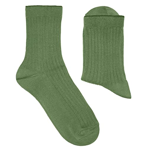 Weri Spezials Damen Socken Casual Rippe aus Baumwolle in mehreren Natur Farben (39-42, Lichen) von Weri Spezials