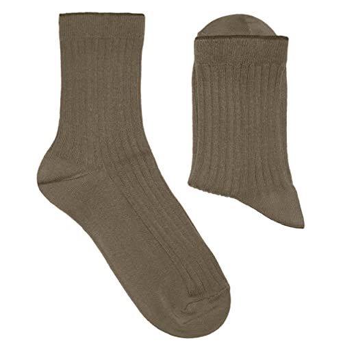 Weri Spezials Damen Socken Casual Rippe aus Baumwolle in mehreren Natur Farben (39-42, Grau oliv) von Weri Spezials