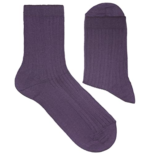 Weri Spezials Damen Socken Casual Rippe aus Baumwolle in mehreren Natur Farben (39-42, Pflaume) von Weri Spezials