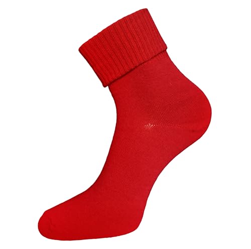 Weri Spezials Damen Socken mit Umschlag aus Baumwolle Softbund Manschetten Wintersocken Umschlagsocken (DE/NL/SE/PL, Numerisch, 39, 42, Regular, Regular, Rubin) von Weri Spezials